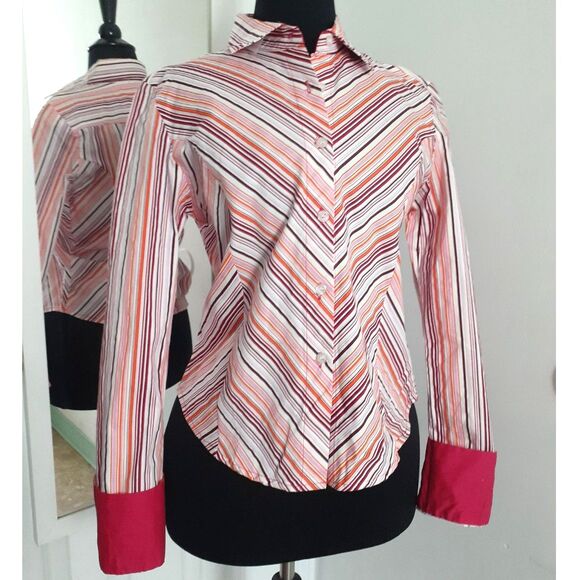 SOHO Jeans Pink Multicolor Stripes Long Sleeves Button Shirt JR. Size Large NWT - Picture 2 of 15